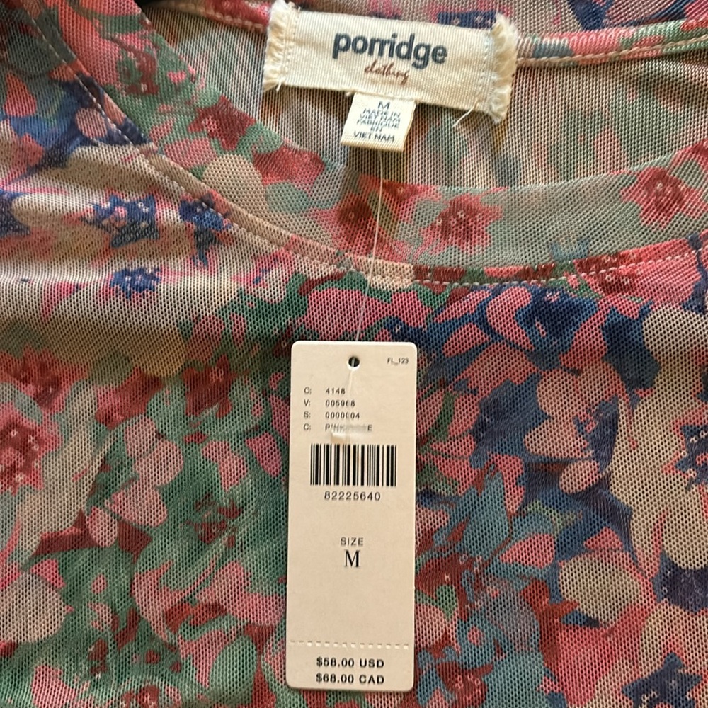 Anthropologie Porridge Sheer Floral Top